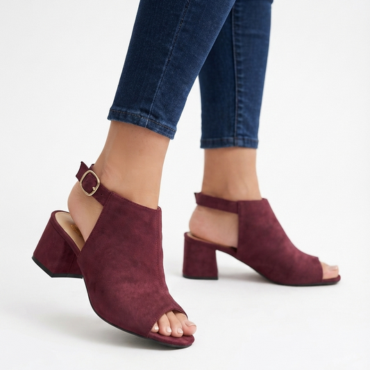 Women's Block Heel Sandal with Partially Closed Front