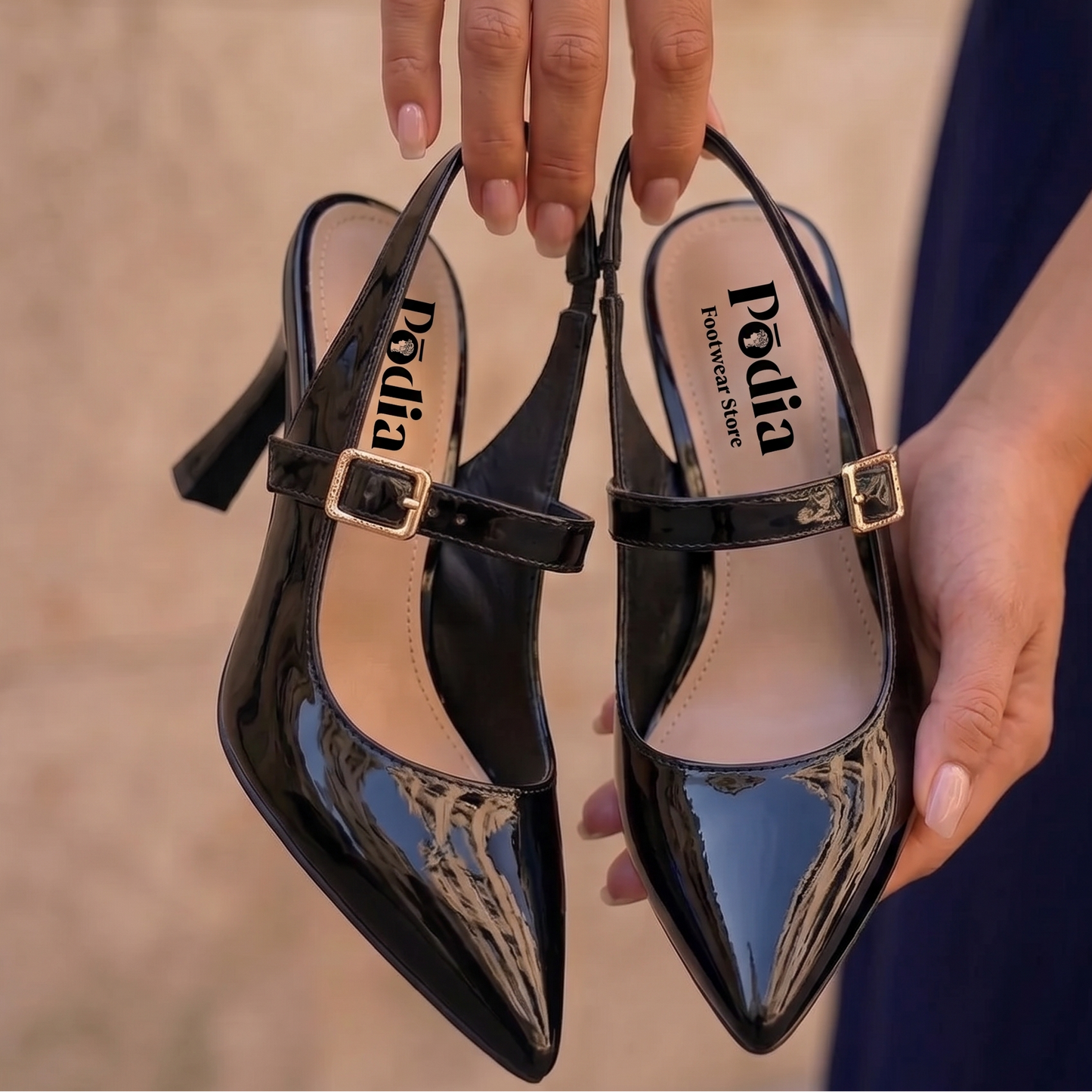 Elegant Burgundy Patent Sky Leather Slingback Pumps