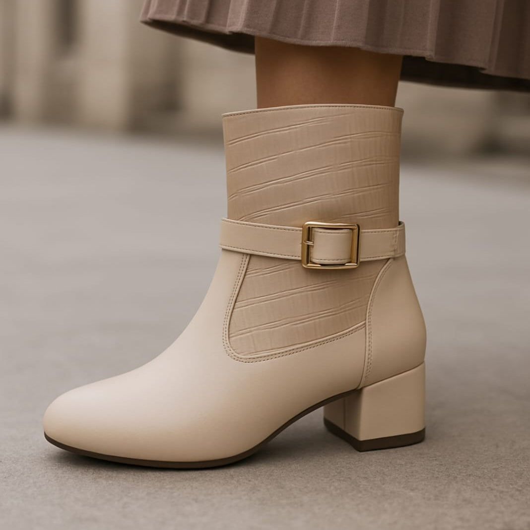 Elegant Buckle-Detail Ankle Boot