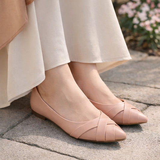 Pointed-Toe Criss-Cross Flats.