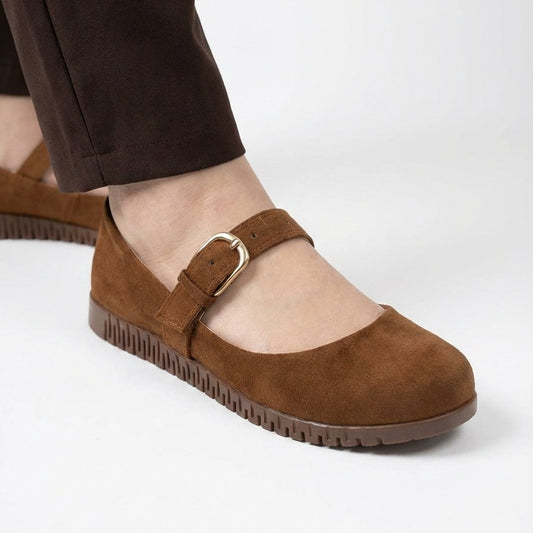 Single Strap Suede Mary Jane Flats