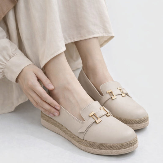 Metal Buckle Espadrille Loafers.