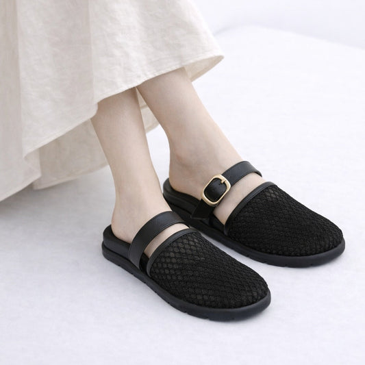Mesh Buckle Mules