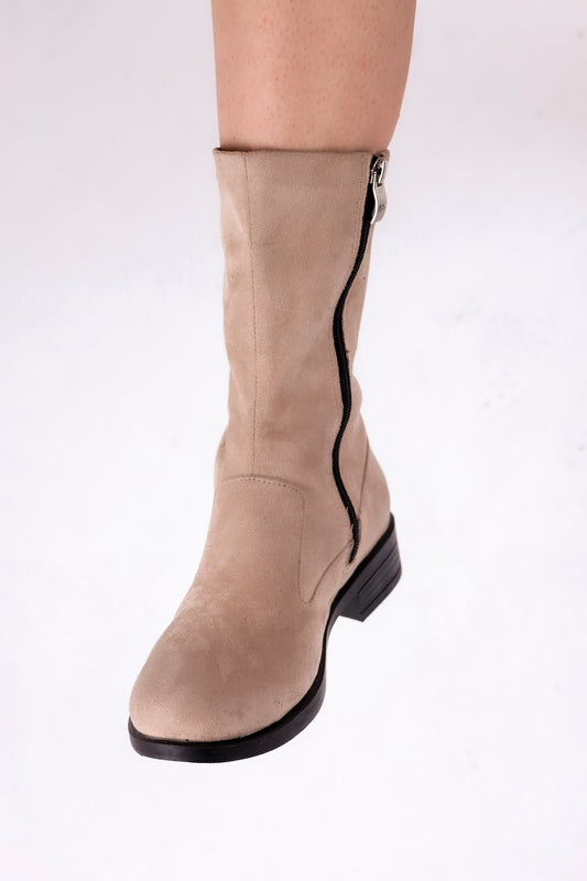 Biege Zipped Boots