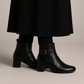 Mid-Heel Ankle Boots with Side Zipper