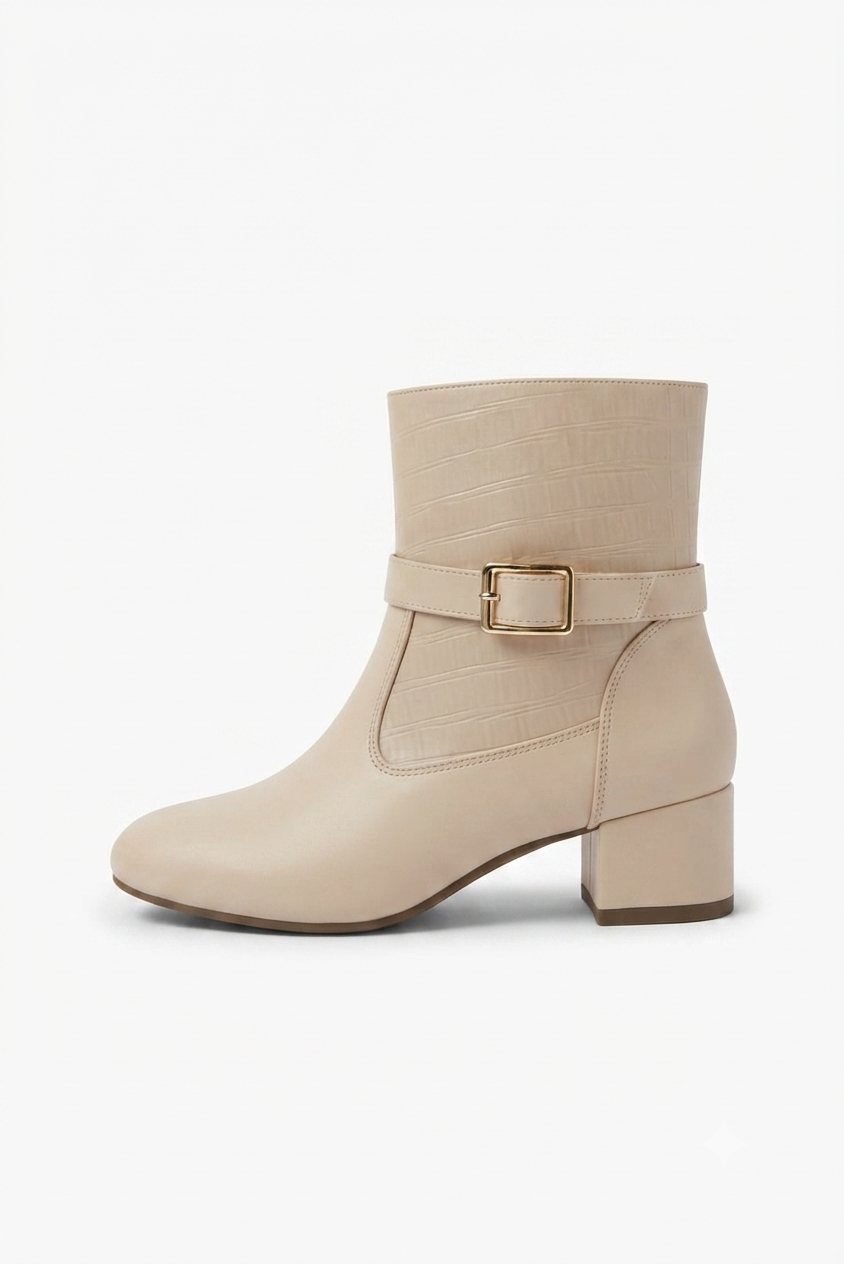 Elegant Buckle-Detail Ankle Boot