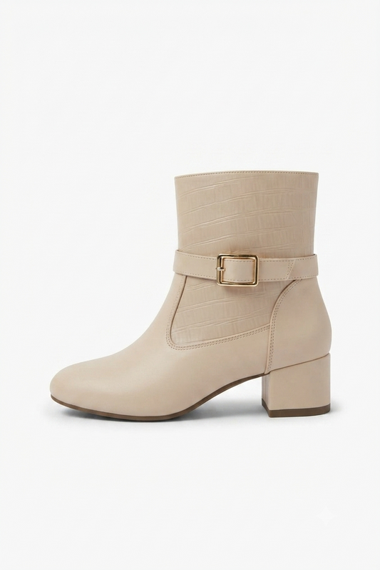 Elegant Buckle-Detail Ankle Boot