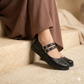 Double-Strap Leather Mary Jane Flats.