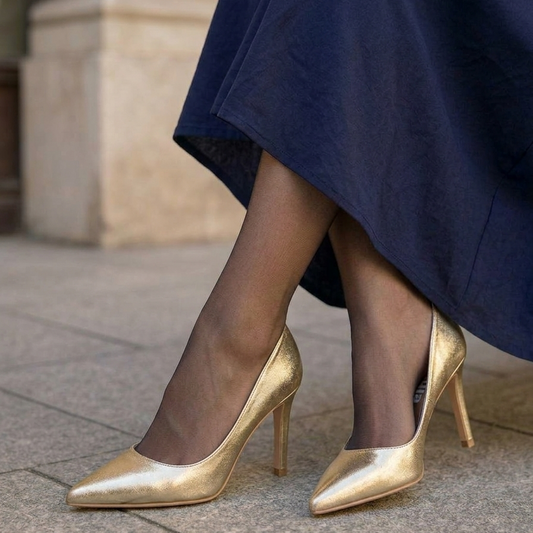 Premium Imported Sky Leather Pointed-Toe Pumps