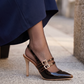 Classic Pointed-Toe Double Buckle Slingback Pumps