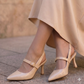 Elegant Burgundy Patent Sky Leather Slingback Pumps