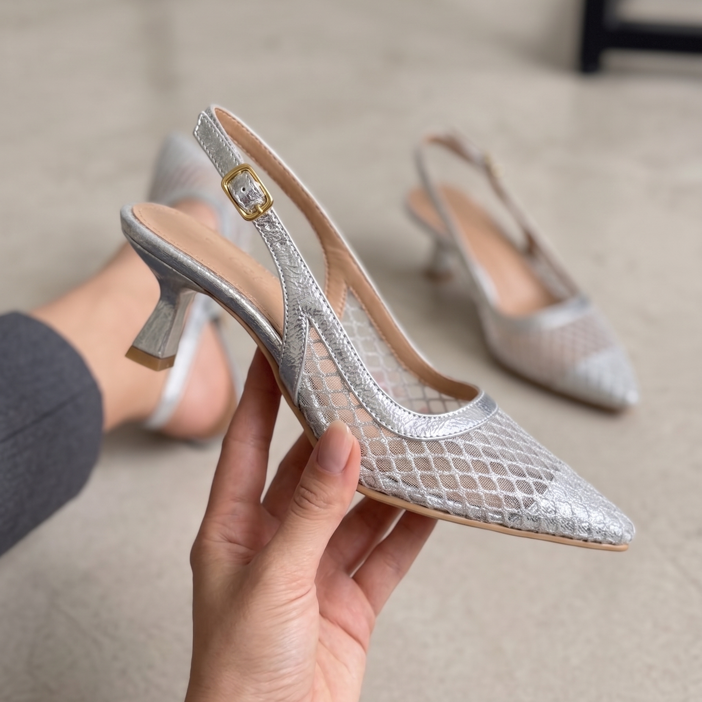 Modern Mesh "LAKRIH" Kitten Heels