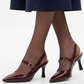 Elegant Burgundy Patent Sky Leather Slingback Pumps