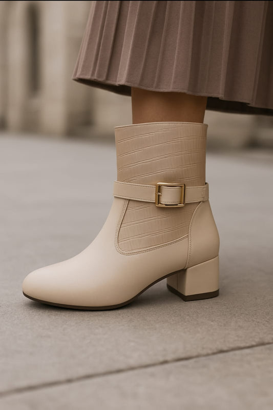 Elegant Buckle-Detail Ankle Boot