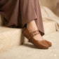 Double-Strap Leather Mary Jane Flats.