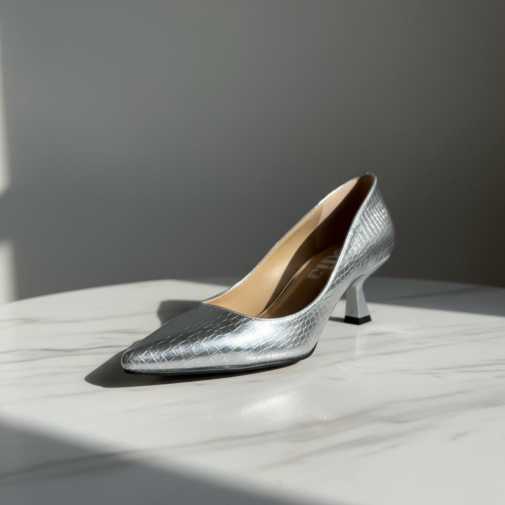 Elegant Textured Pointed-Toe Pump