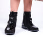 Black Shiny Double belted boots
